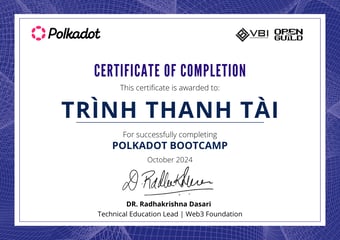 OpenGuild Vietnam Bootcamp Certificate #109