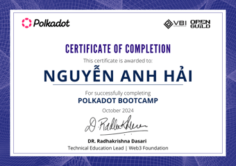 OpenGuild Vietnam Bootcamp Certificate #27