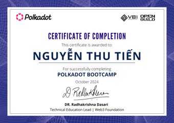OpenGuild Vietnam Bootcamp Certificate #71