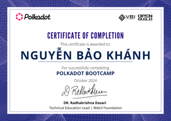 OpenGuild Vietnam Bootcamp Certificate #78
