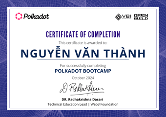 OpenGuild Vietnam Bootcamp Certificate #98